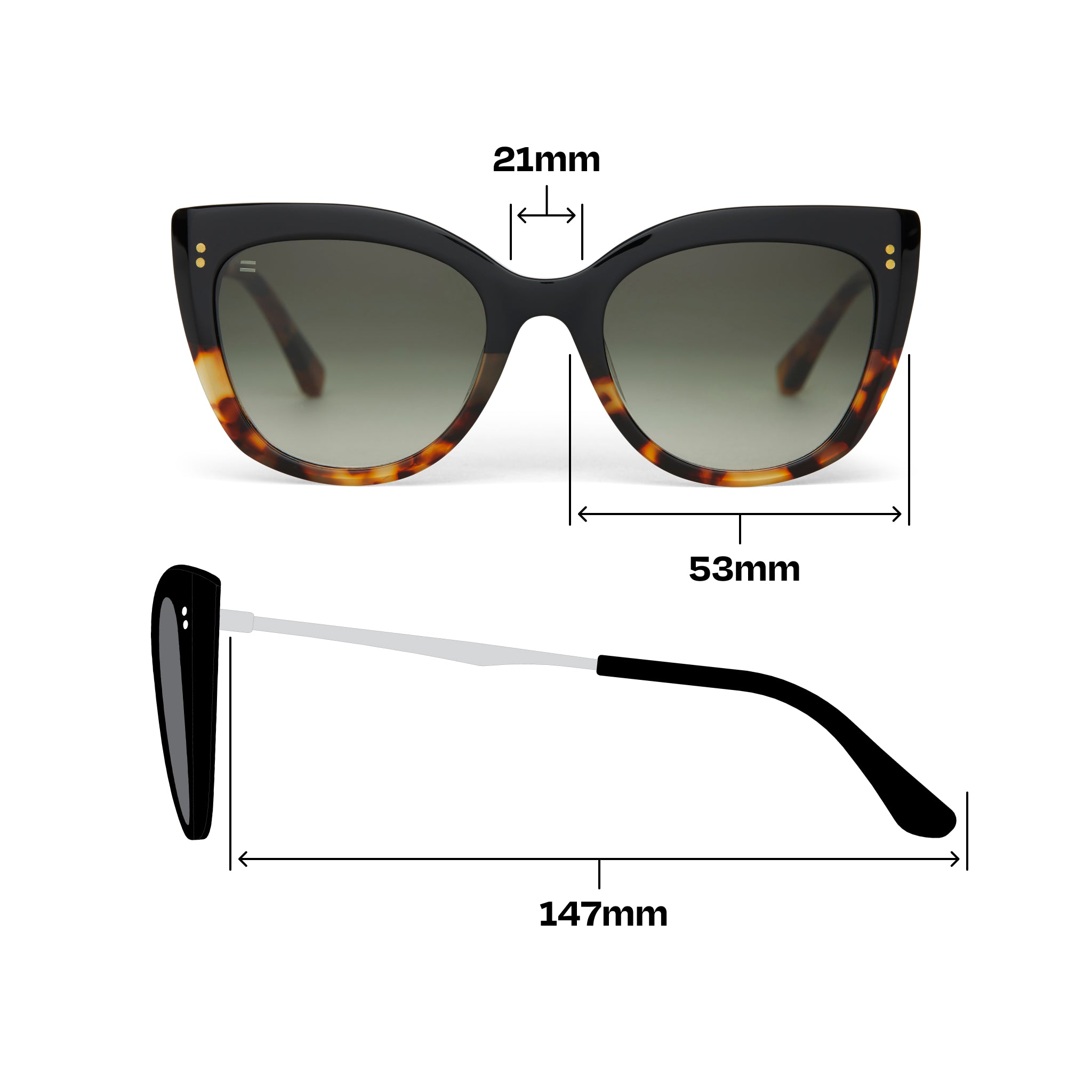 Sophia Black Tortoise Fade Handcrafted Sunglasses - Image 3