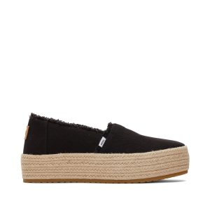 Valencia Black Canvas Platform Espadrille