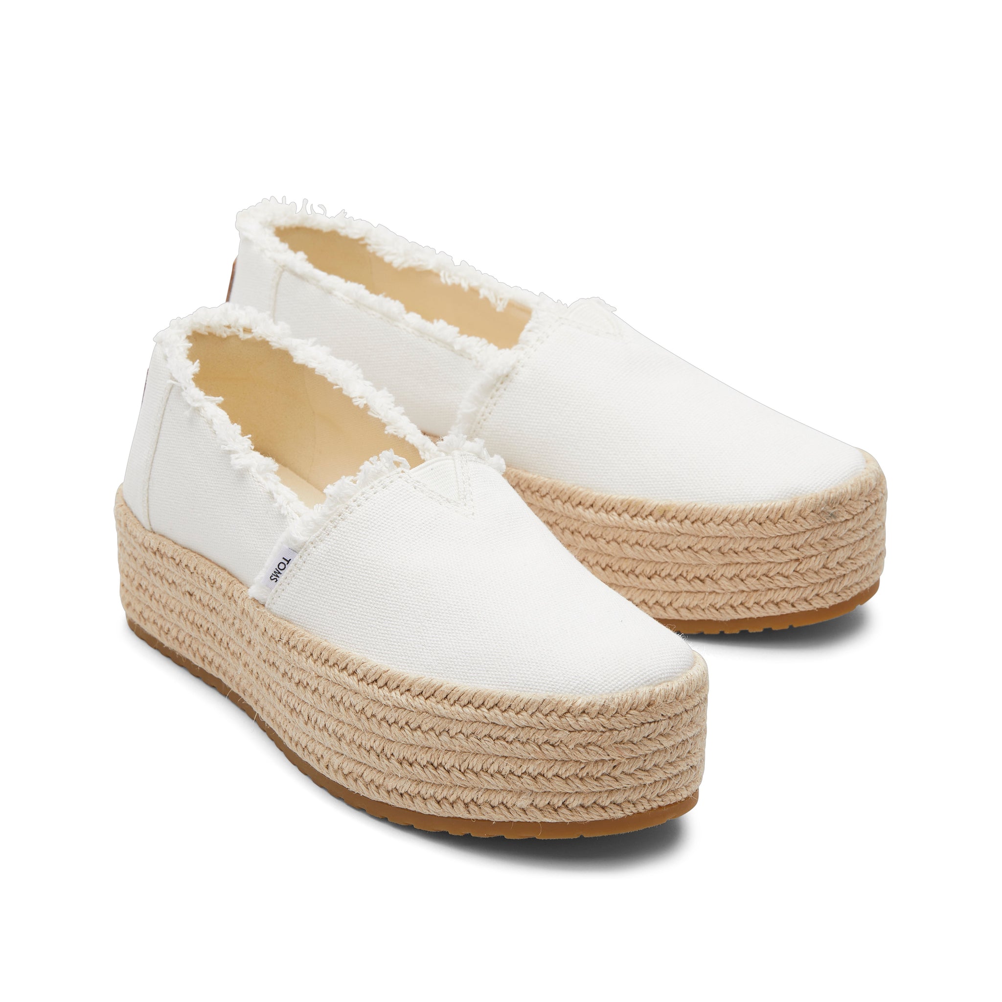 Valencia White Canvas Platform Espadrille - Image 3