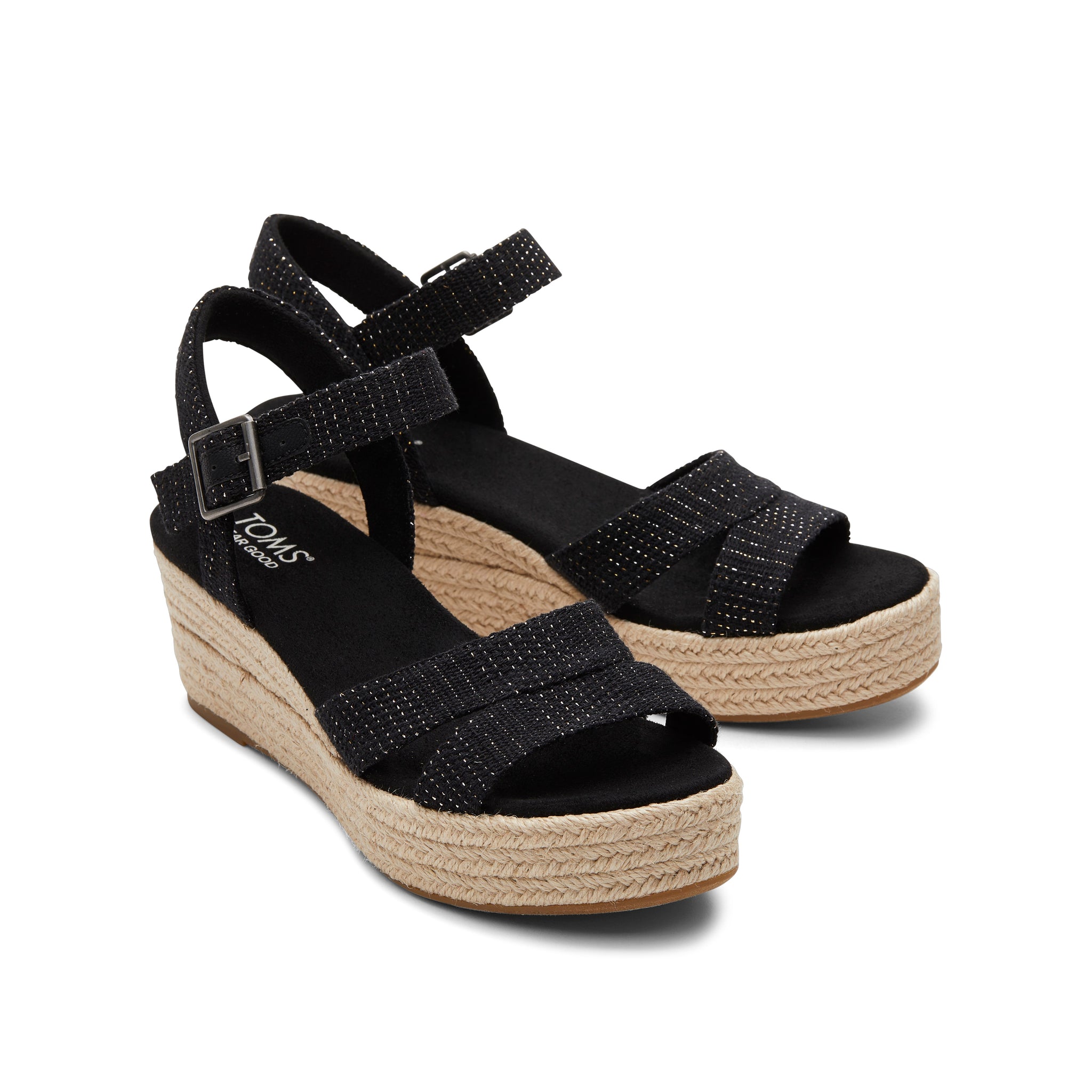 Audrey Black Metallic Wedge Sandal - Image 3