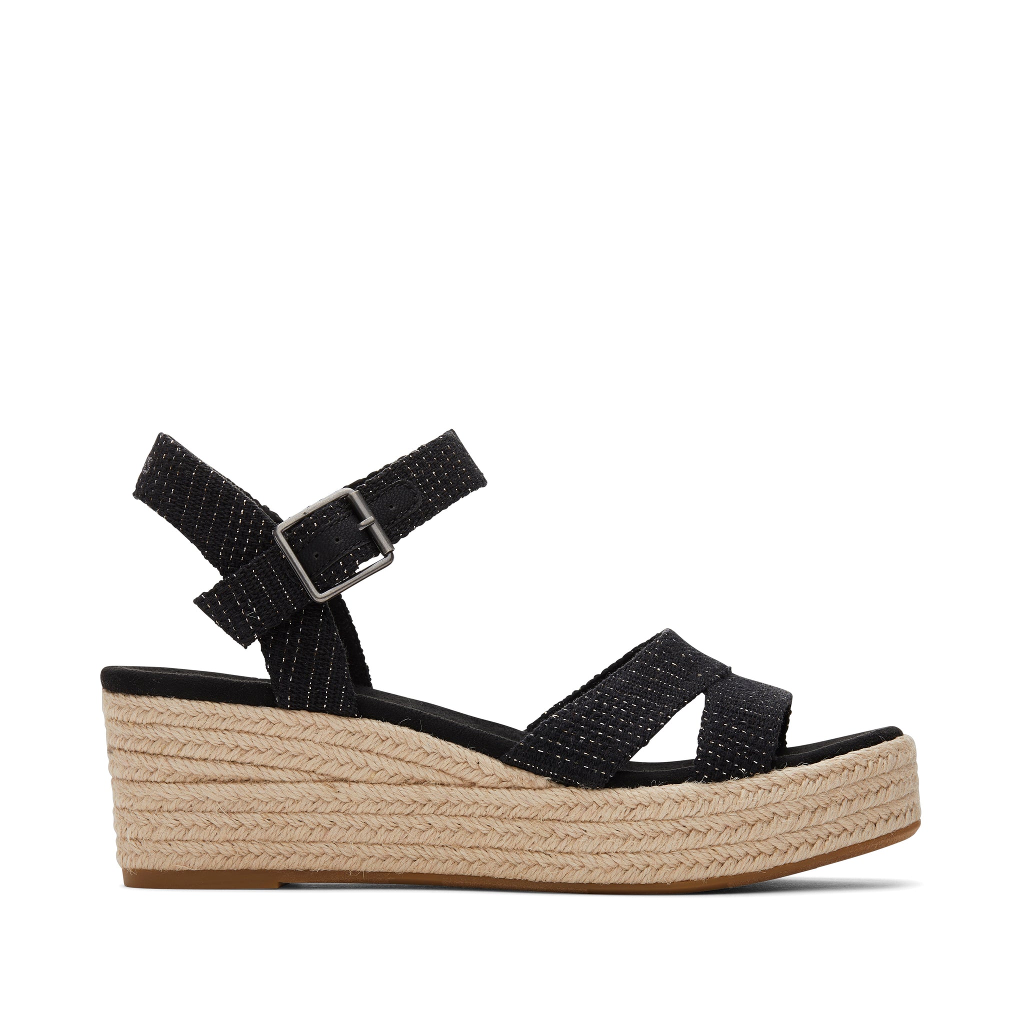 Audrey Black Metallic Wedge Sandal