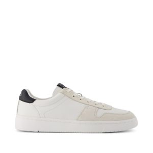 TRVL LITE Court White and Black Leather Sneaker