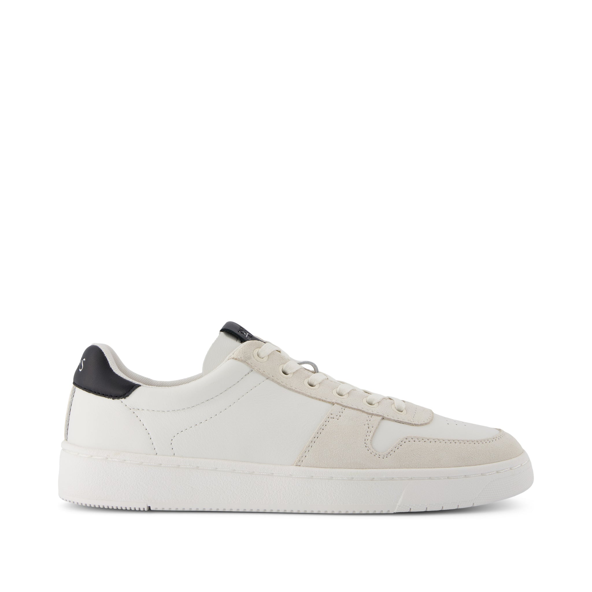 TRVL LITE Court White and Black Leather Sneaker
