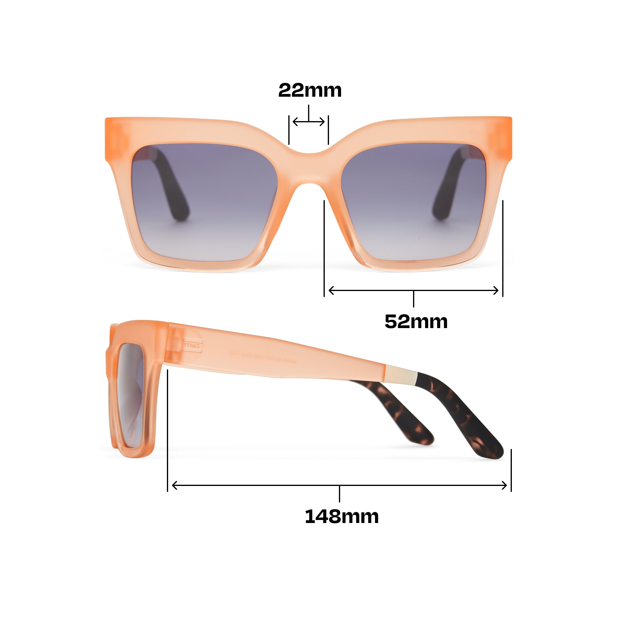 Adelaide Peach Crystal Fade Traveler Sunglasses - Image 5