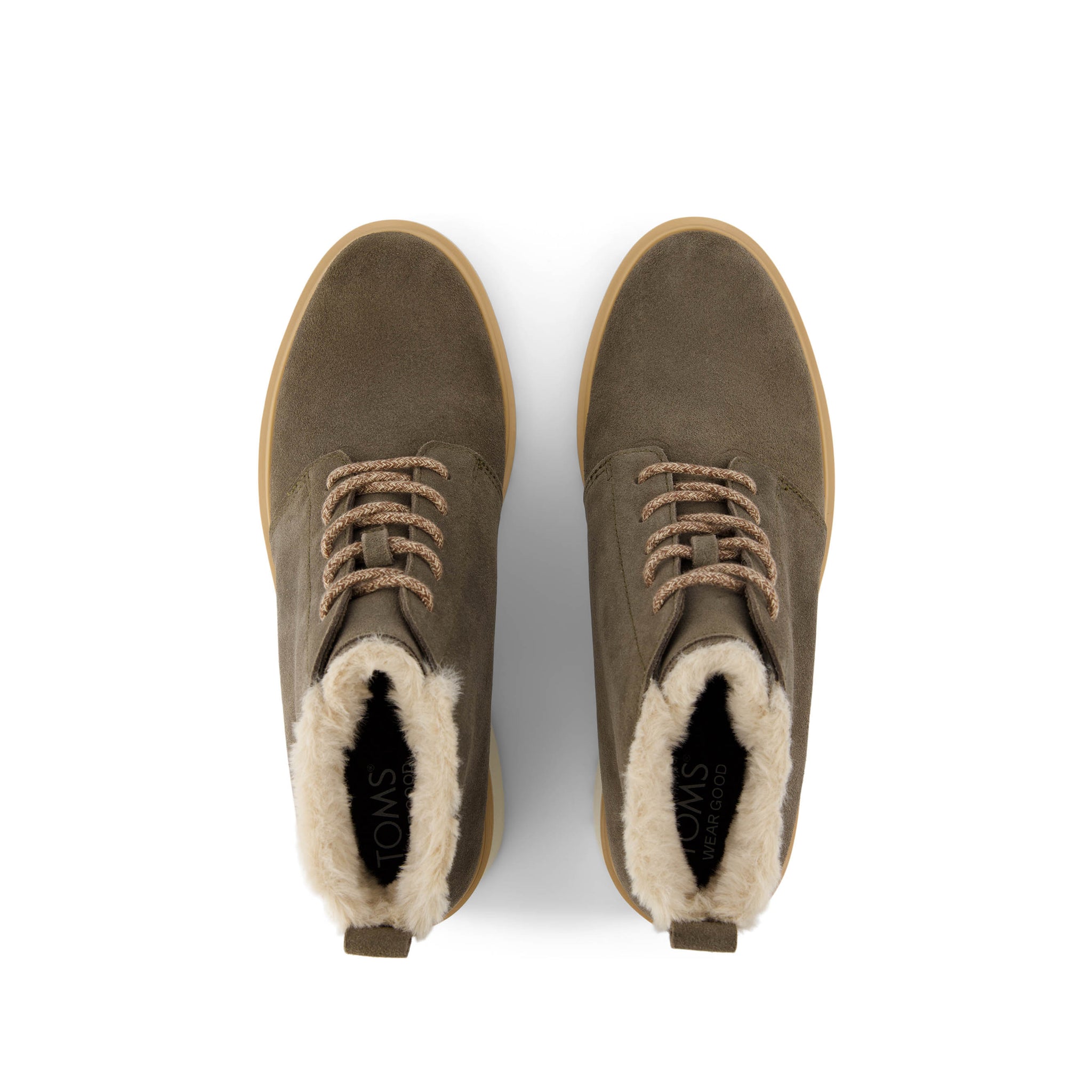 Maude Lace Up Olive Suede Faux Fur Wedge Boot - Image 6