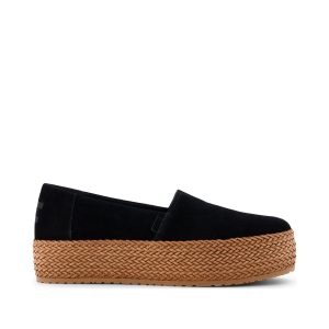 Valencia Black Suede Espadrille Platform Espadrille