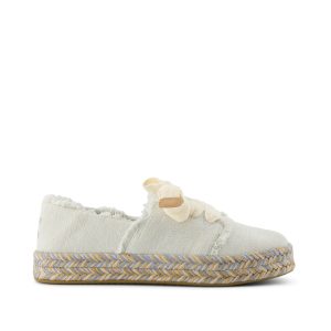 Carolina Lace-Up Espadrille White Onyx Textured Denim