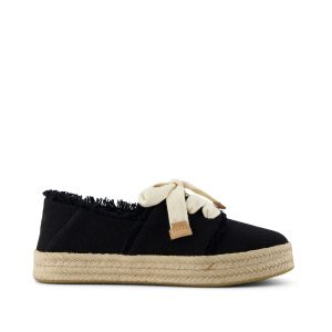 Carolina Lace-Up Espadrille Black Beachside Woven