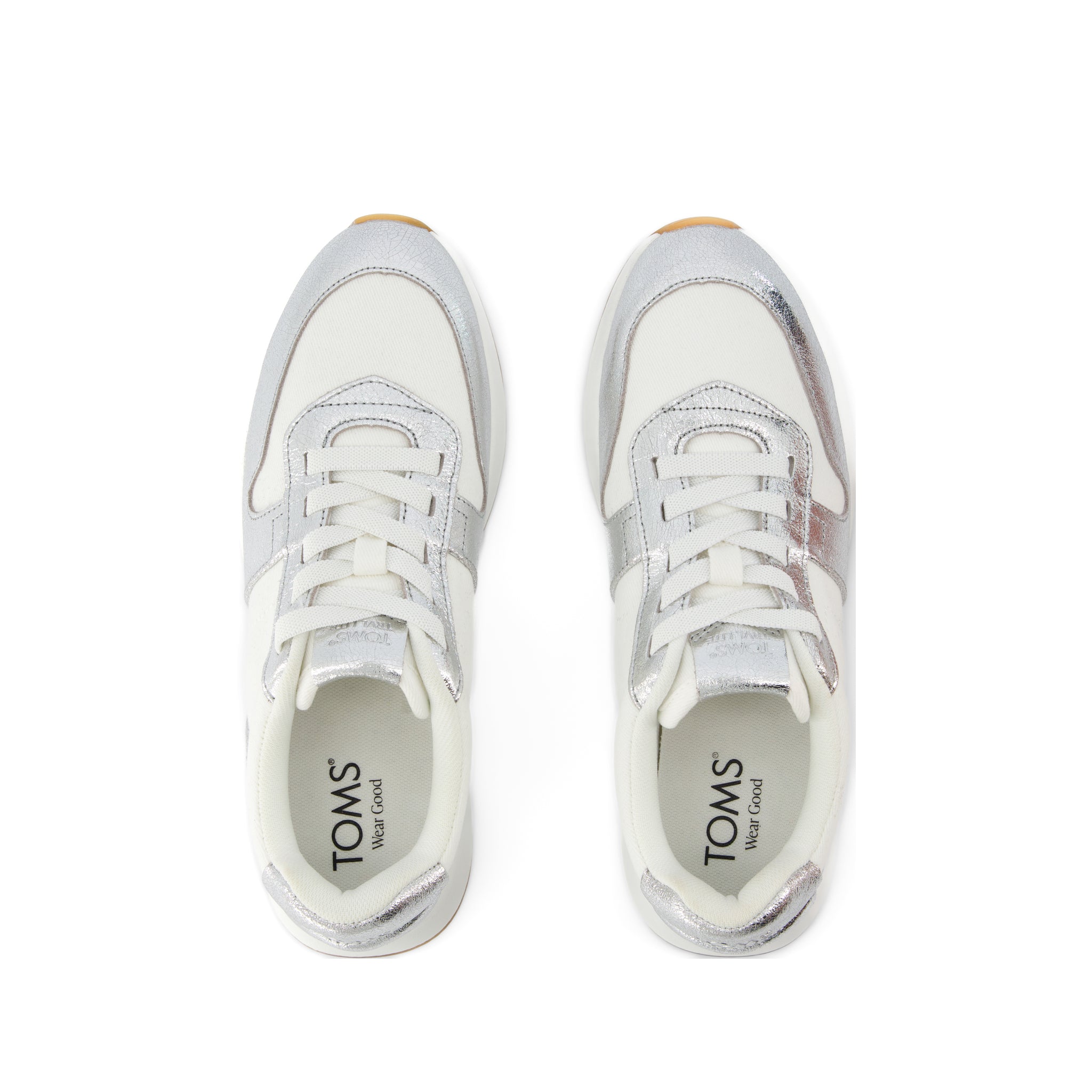TRVL LITE Retro Runner Water Repellent Silver Crinkle Metallic Leather and Vintage Twill Sneaker - Image 7