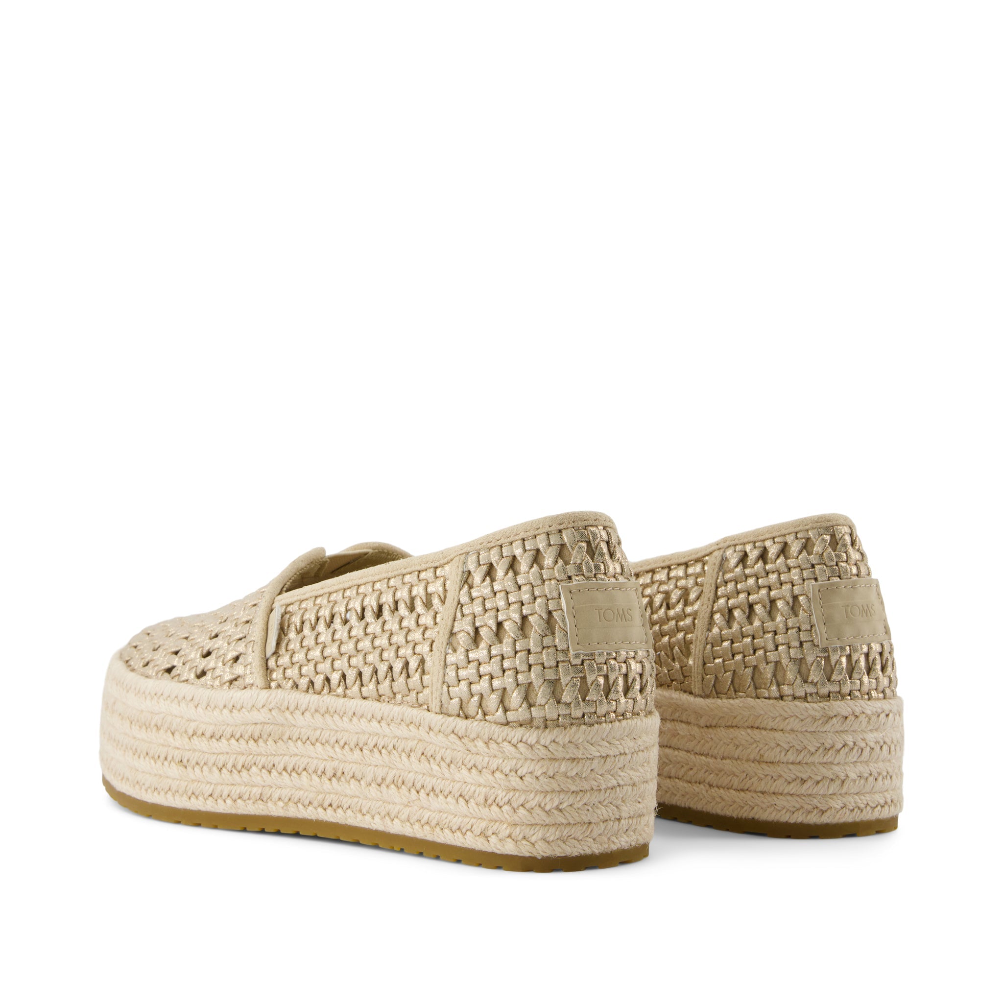Valencia Platform Espadrille Champagne Metallic Basket Weave - Image 4