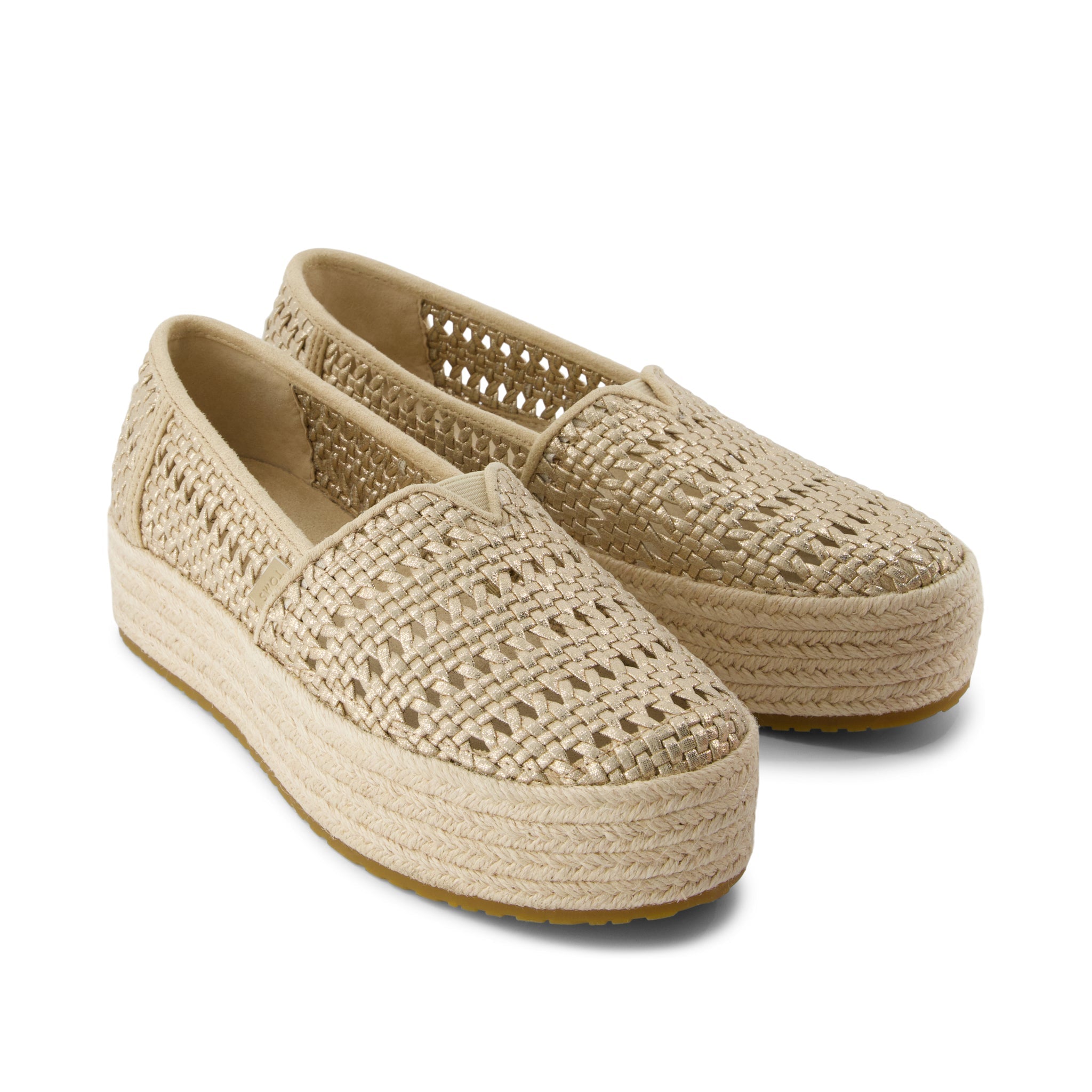 Valencia Platform Espadrille Champagne Metallic Basket Weave - Image 3