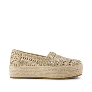 Valencia Platform Espadrille Champagne Metallic Basket Weave