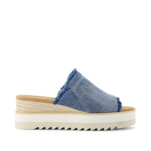 Diana Mule Wedge Sandal Dark Sky Textured Denim