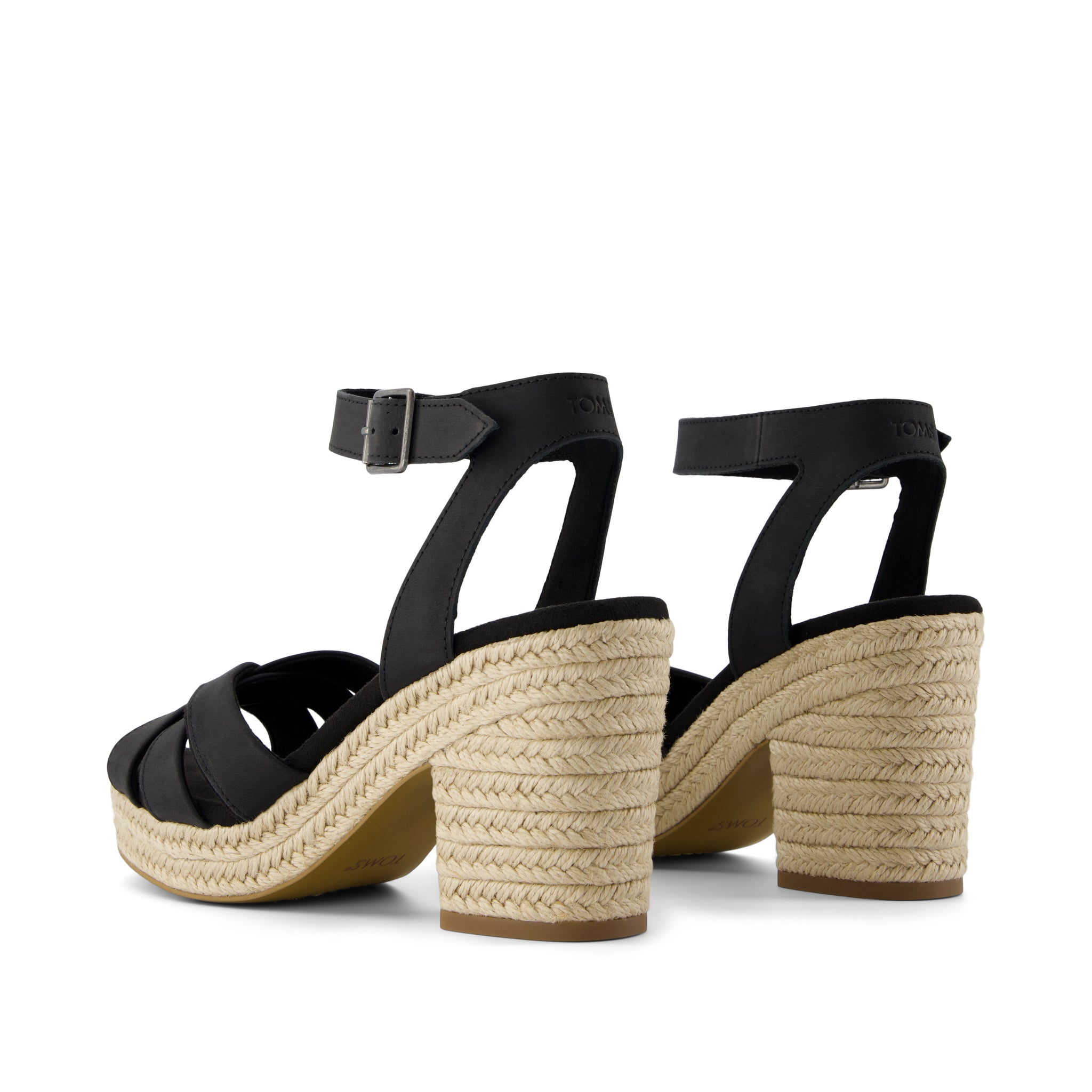 Majorca Rope Strappy Platform Sandal Black Leather - Image 3