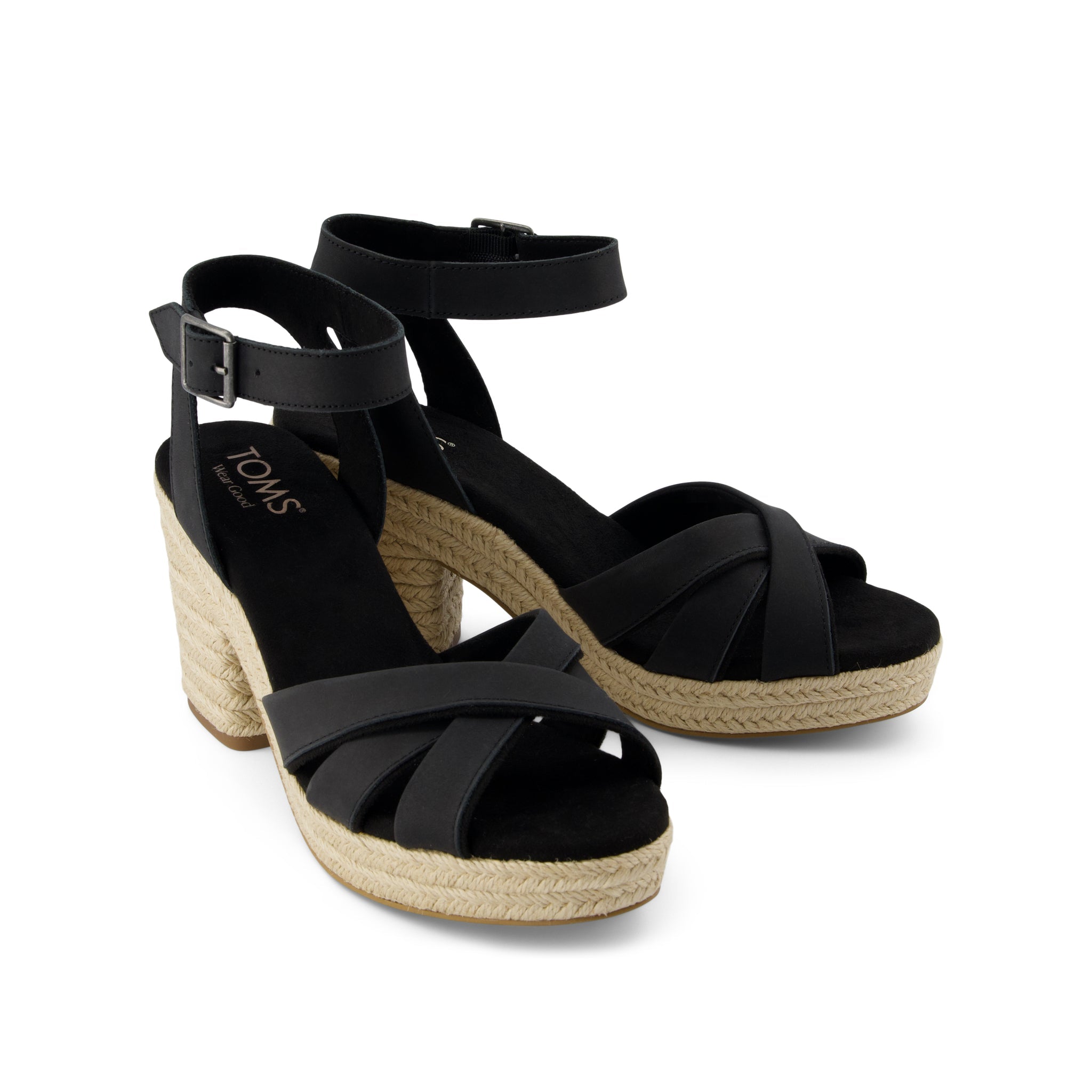 Majorca Rope Strappy Platform Sandal Black Leather - Image 2