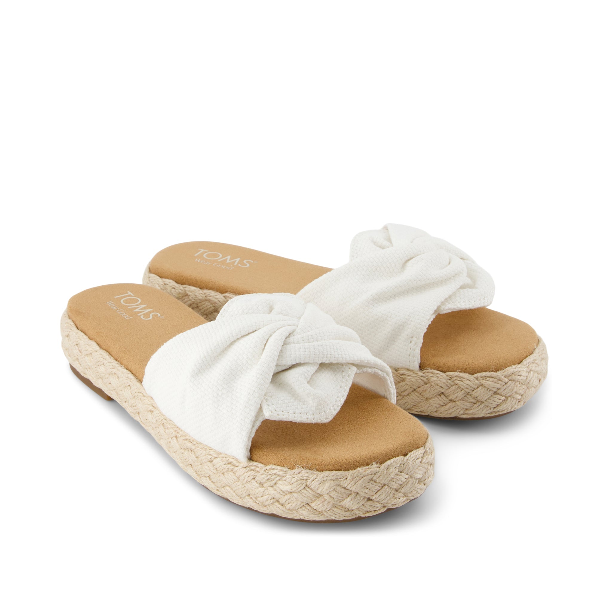 Abby Slide Flatform Espadrille Sandal White Beachside Woven - Image 4