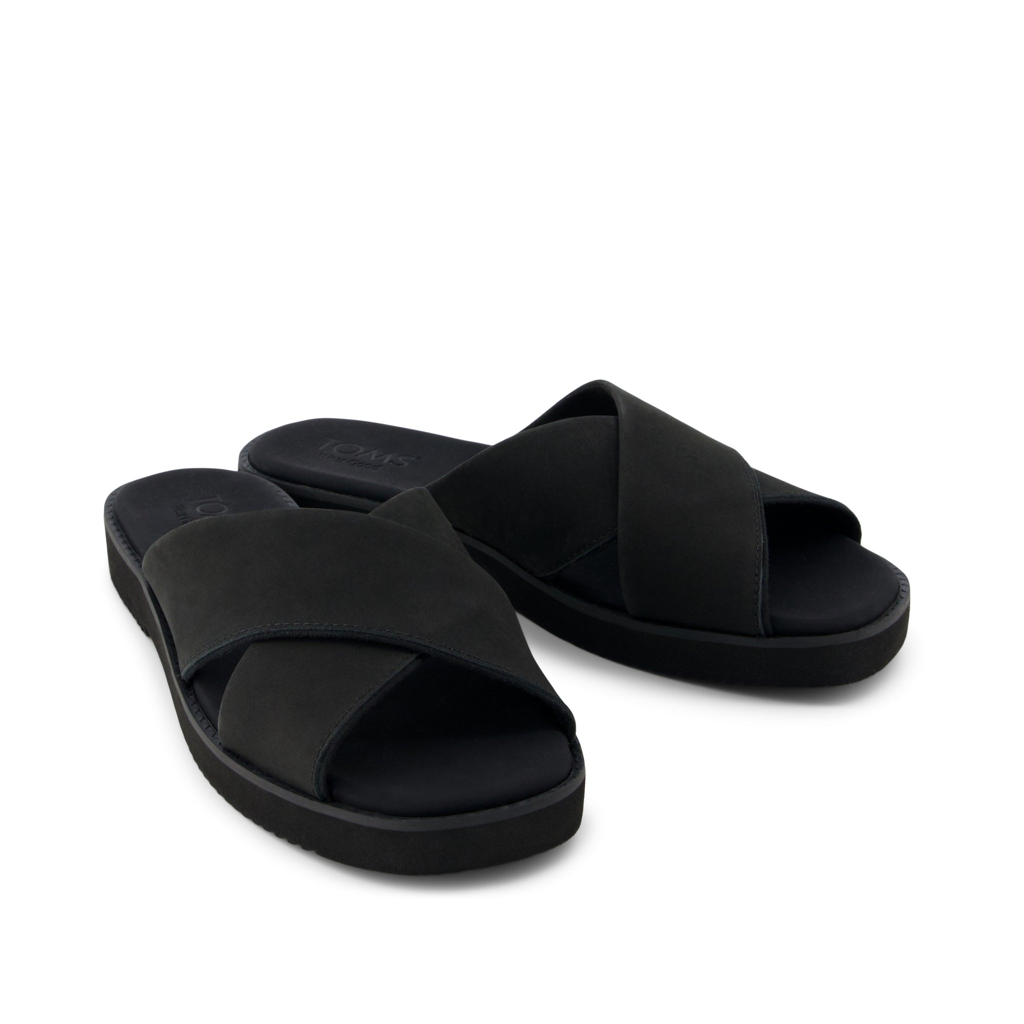Mae Crossover Slide Sandal Black Leather - Image 2