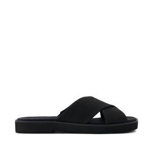Mae Crossover Slide Sandal Black Leather