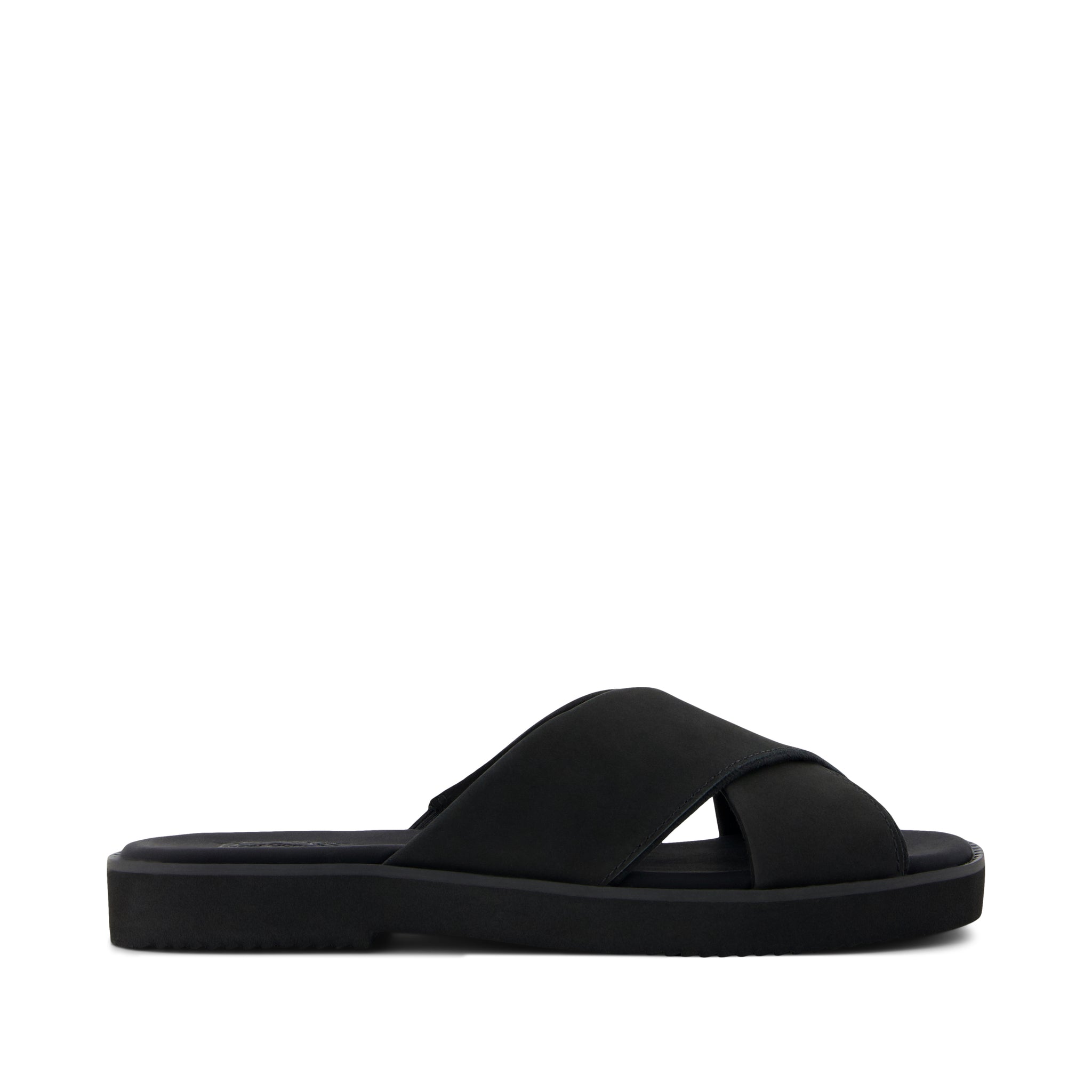 Mae Crossover Slide Sandal Black Leather