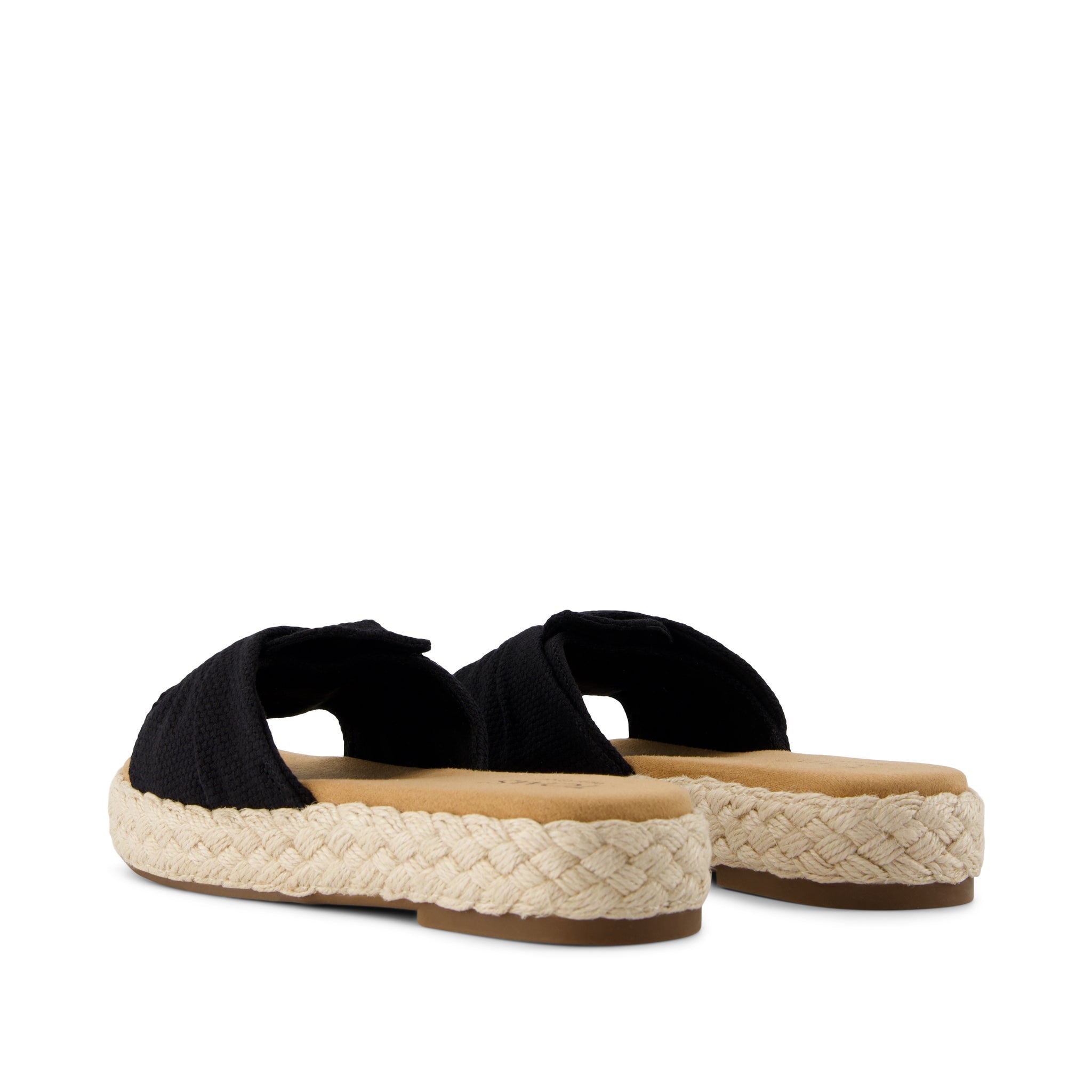 Abby Slide Flatform Espadrille Sandal Black Beachside Woven - Image 4