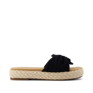 Abby Slide Flatform Espadrille Sandal Black Beachside Woven