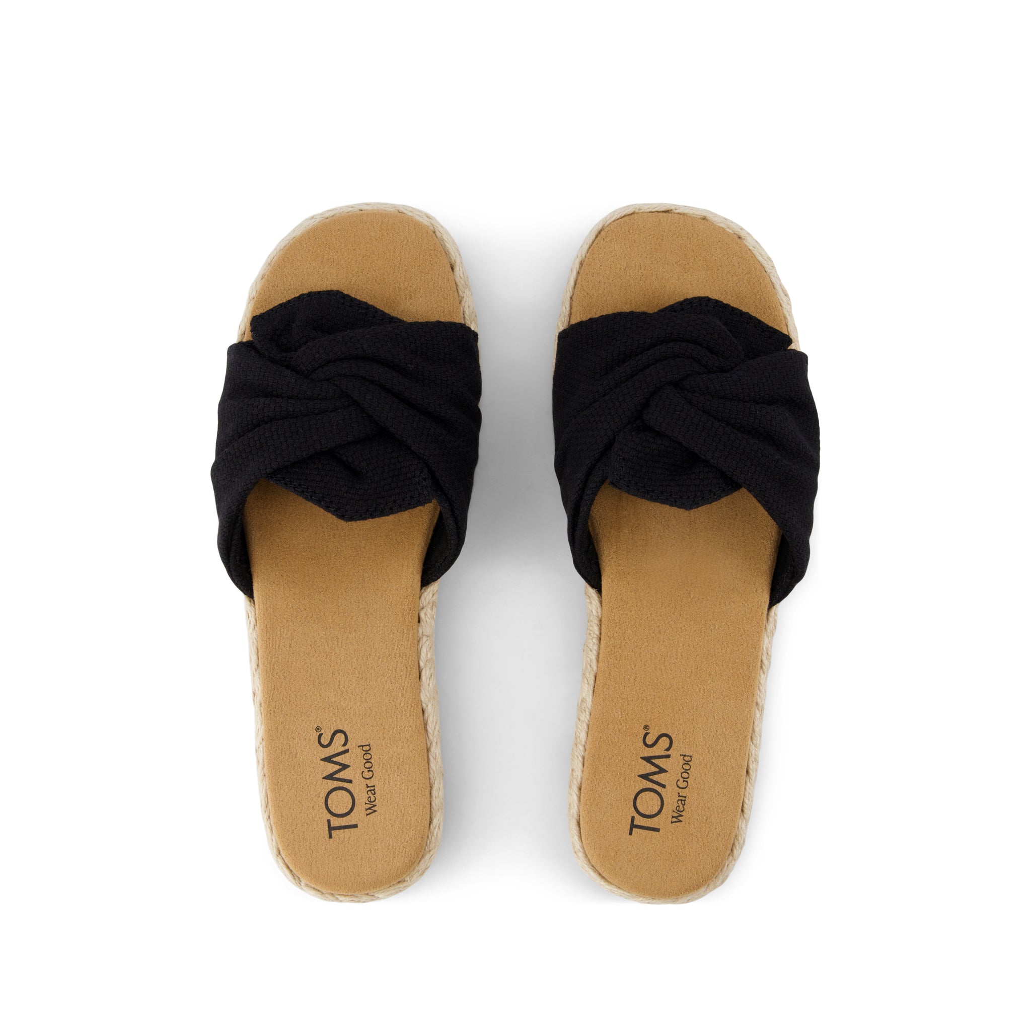 Abby Slide Flatform Espadrille Sandal Black Beachside Woven - Image 6