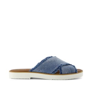 Mae Crossover Slide Sandal Dark Sky Textured Denim
