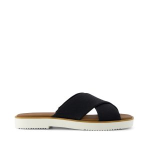 Mae Crossover Slide Sandal Black Heavy Canvas