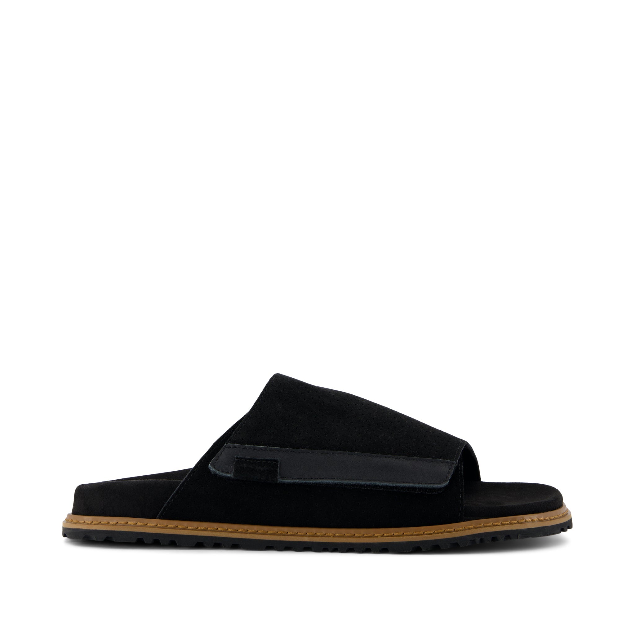 Danilo Slide Sandal Black Perforated Suede