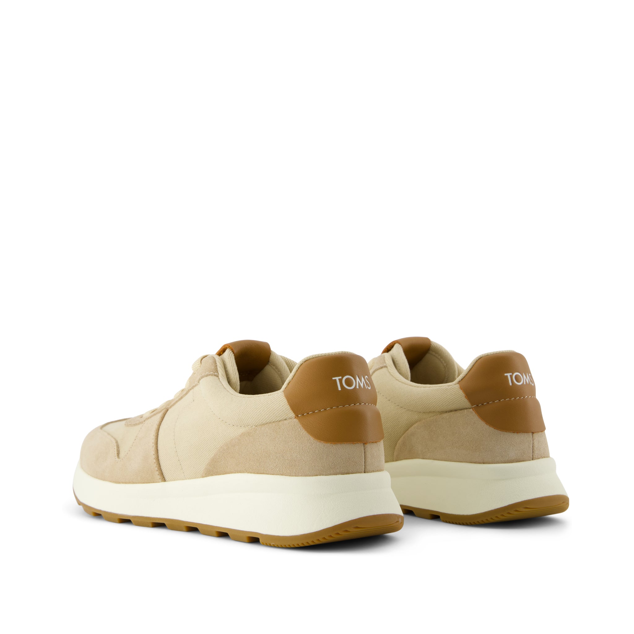 TRVL LITE Retro Runner Water Repellent Almond Twill and Leather Sneaker - Image 4