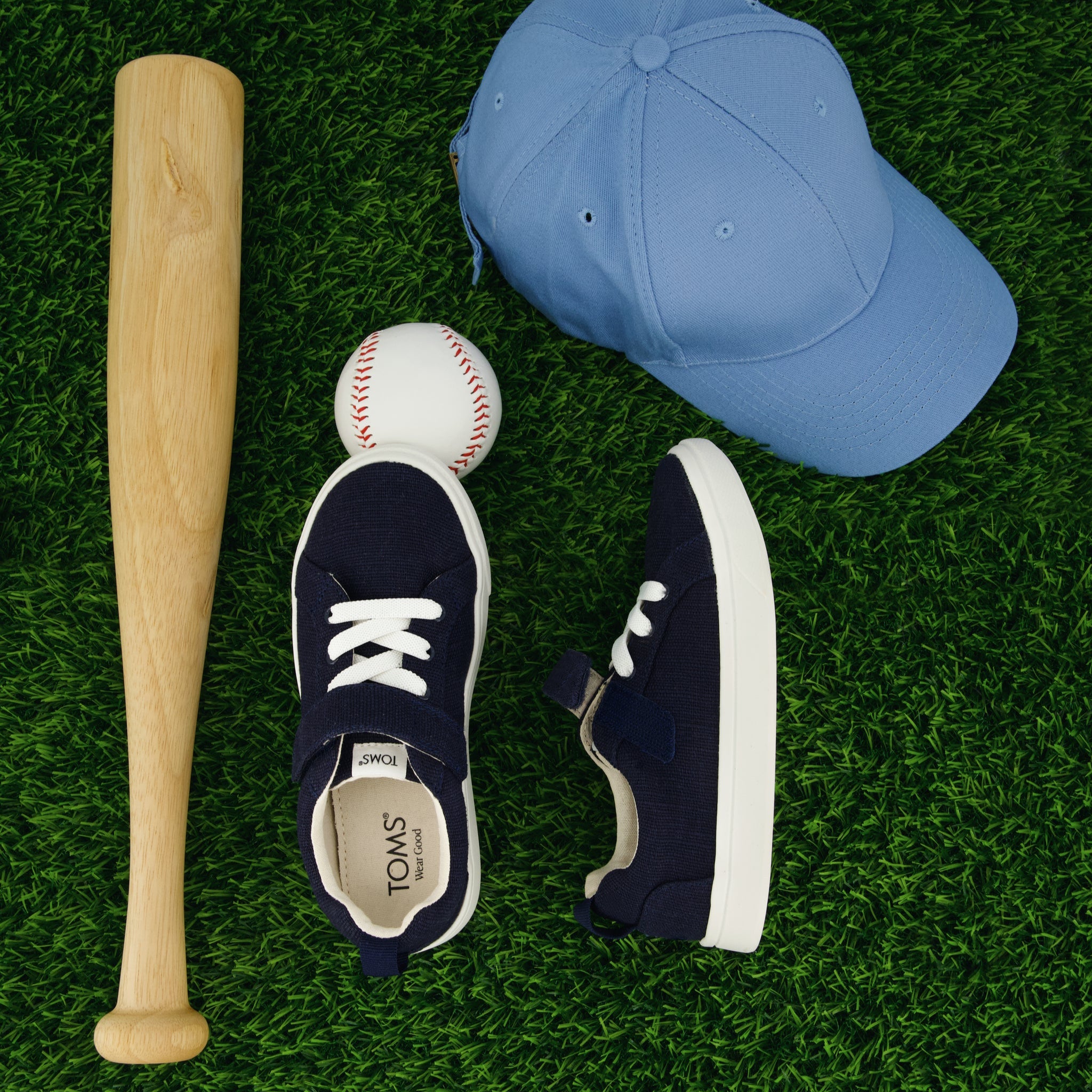 Cruz Lace-Up Navy Heritage Canvas Kids Sneaker - Image 2