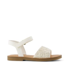 Remi Ankle Strap Kids Sandal Egret Botanical Eyelet