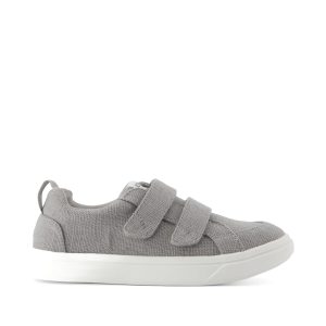 Cruz Double Strap Drizzle Grey Heritage Canvas Kids Sneaker
