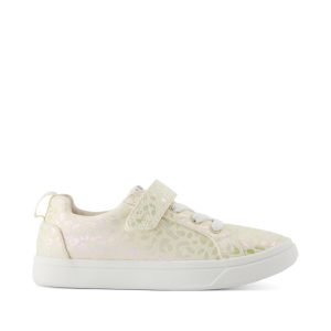 Cruz Lace-Up Natural Iridescent Leopard Kids Sneaker