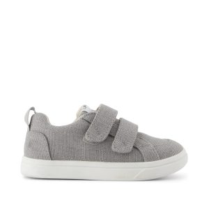 Cruz Double Strap Drizzle Grey Heritage Canvas Toddler Sneaker