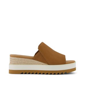 Diana Mule Wedge Sandal Brown Sugar Leather
