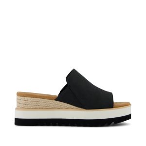 Diana Mule Wedge Sandal Black Leather