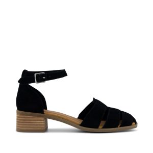 Jaclyn Fisherman Heel Black Kid Suede
