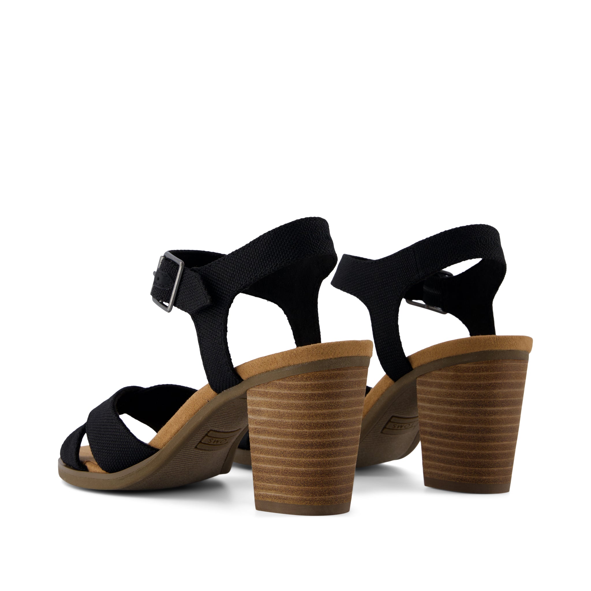 Majorca Ankle Strap Heeled Sandal Black Woven Melange - Image 5