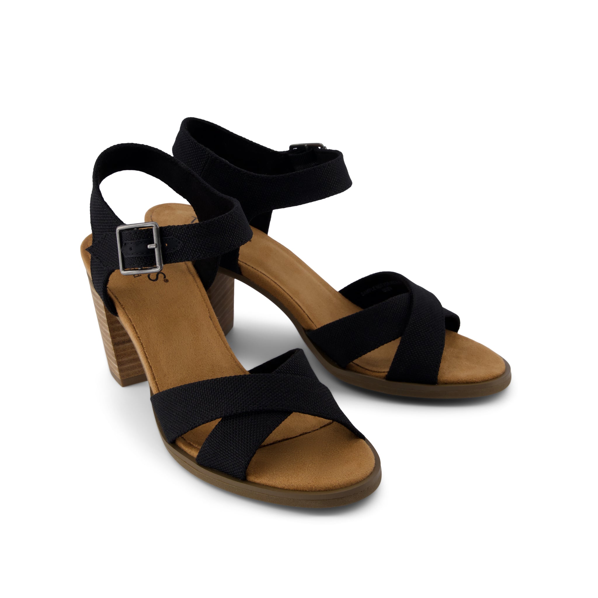 Majorca Ankle Strap Heeled Sandal Black Woven Melange - Image 4