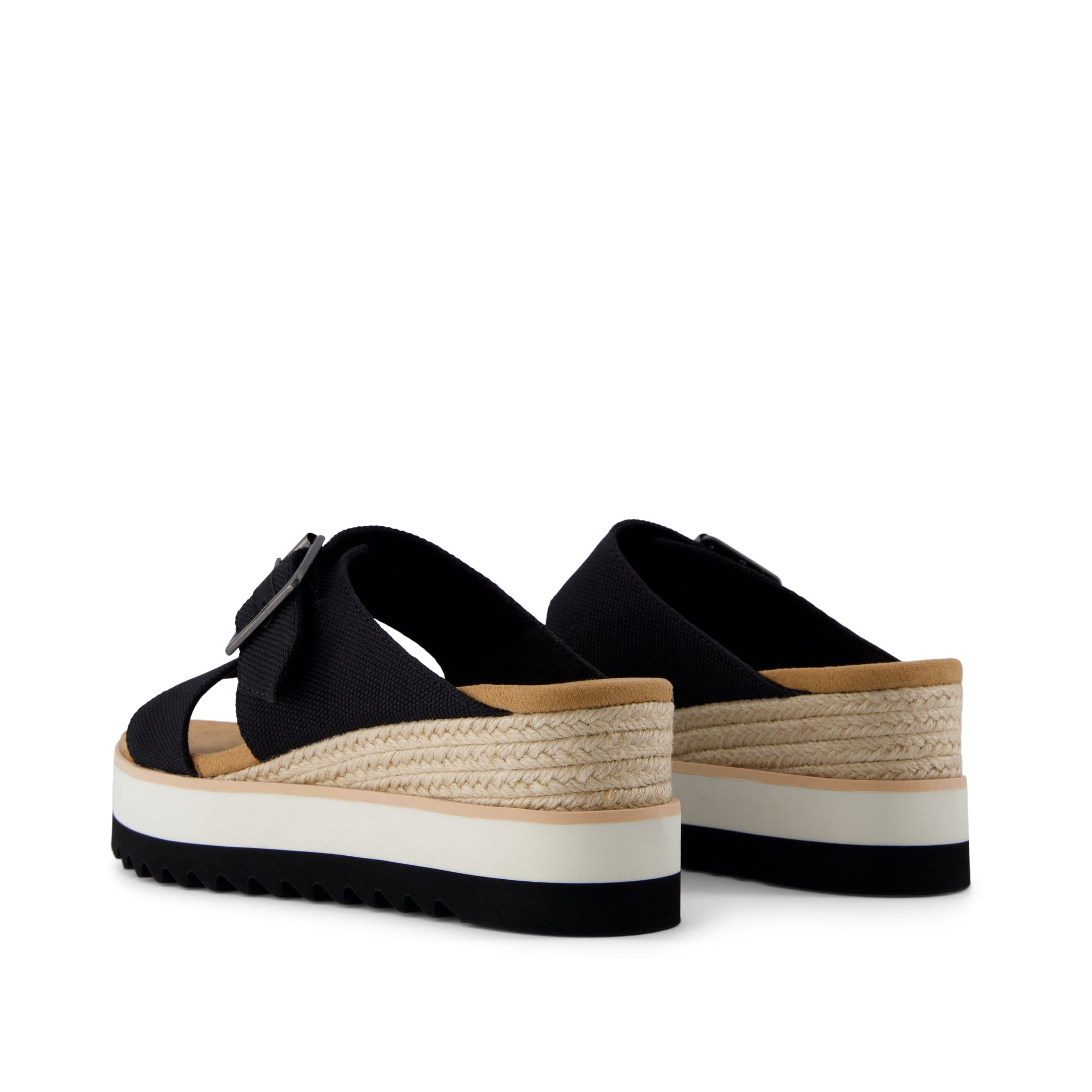 Diana Mule Buckle Wedge Sandal Black Heavy Canvas - Image 5