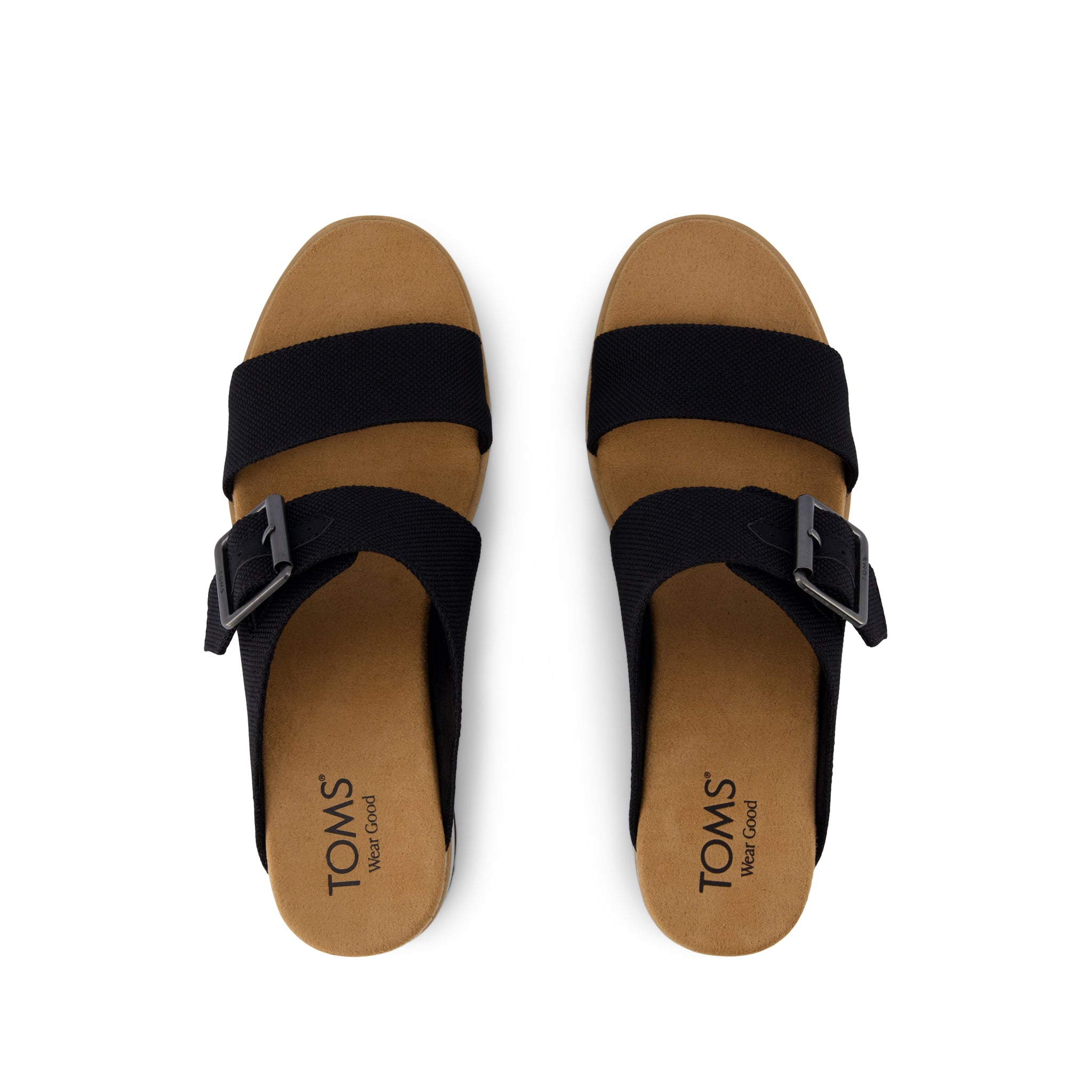 Diana Mule Buckle Wedge Sandal Black Heavy Canvas - Image 7