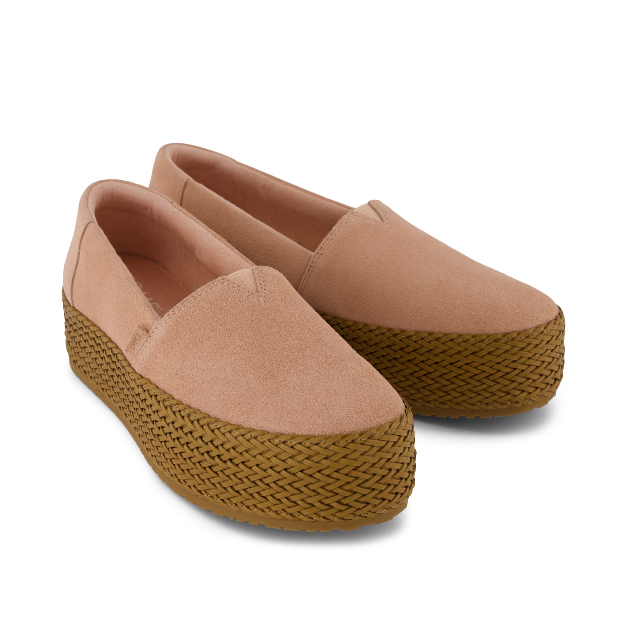 Womens Valencia Platform Espadrille Pink Cafe Creme Suede - Image 3