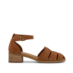 Jaclyn Fisherman Heel Amber Brown Kid Suede
