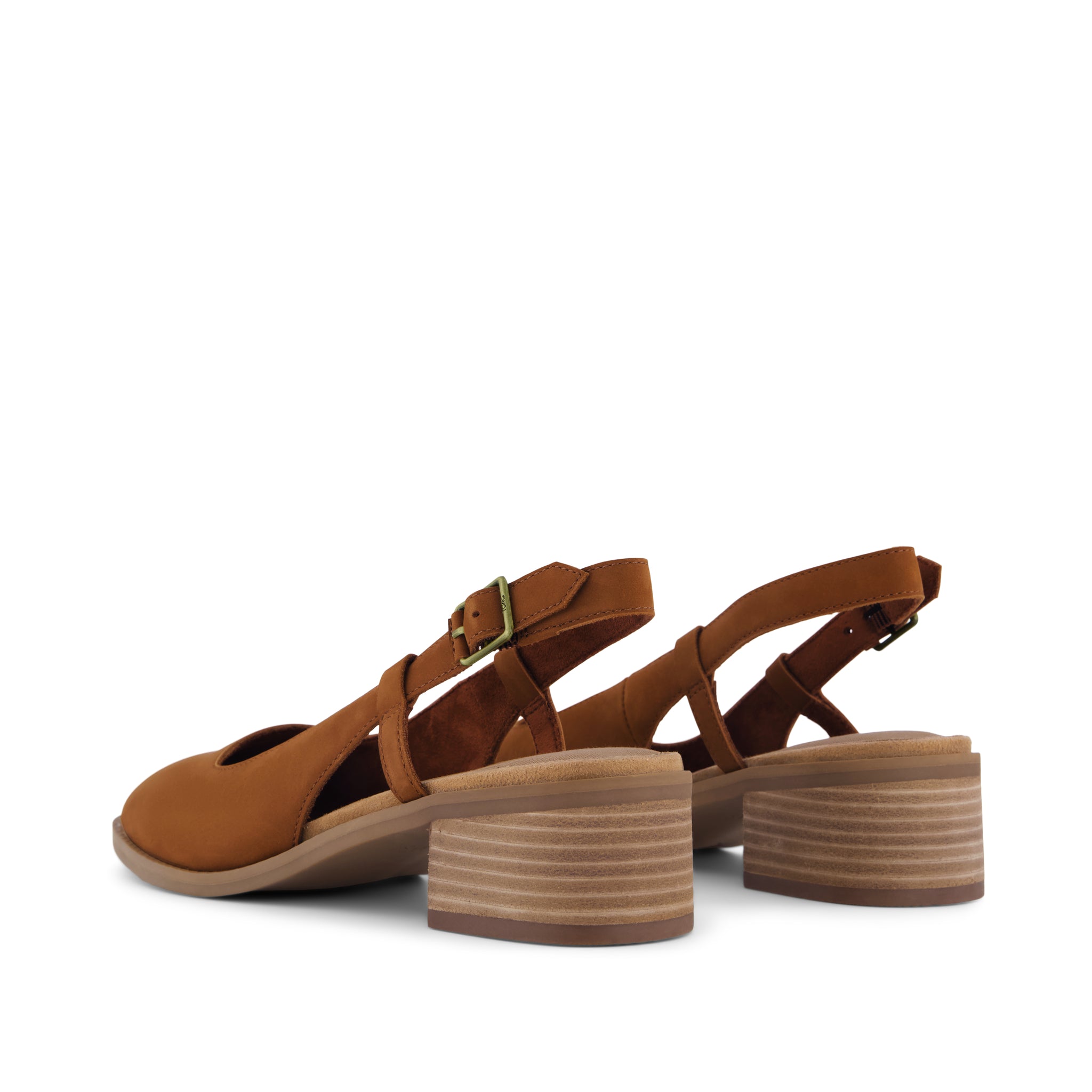 Womens Jaclyn Slingback Heel Amber Brown Nubuck Leather - Image 4