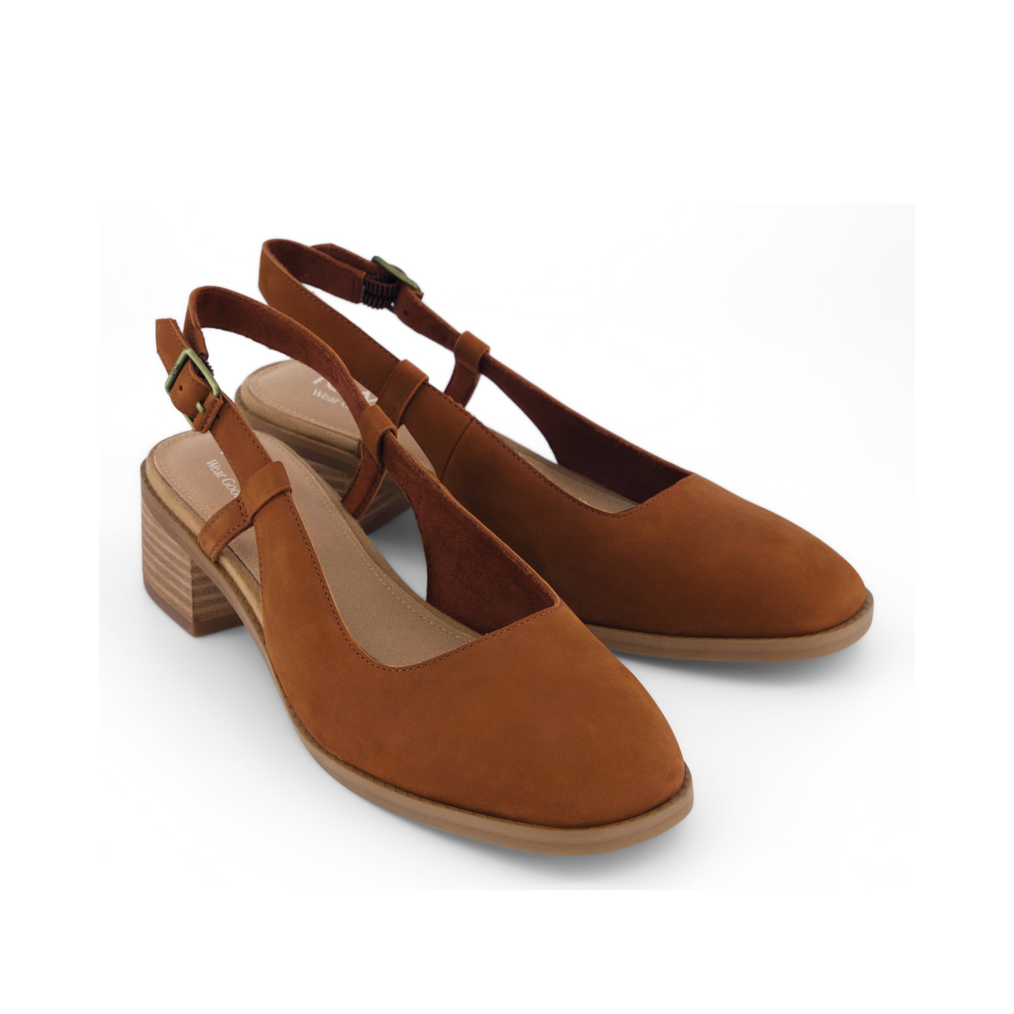 Womens Jaclyn Slingback Heel Amber Brown Nubuck Leather - Image 3