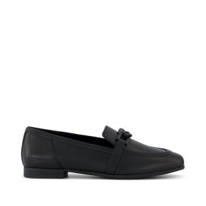 Womens Lynette Loafer All Black Leather with Chain