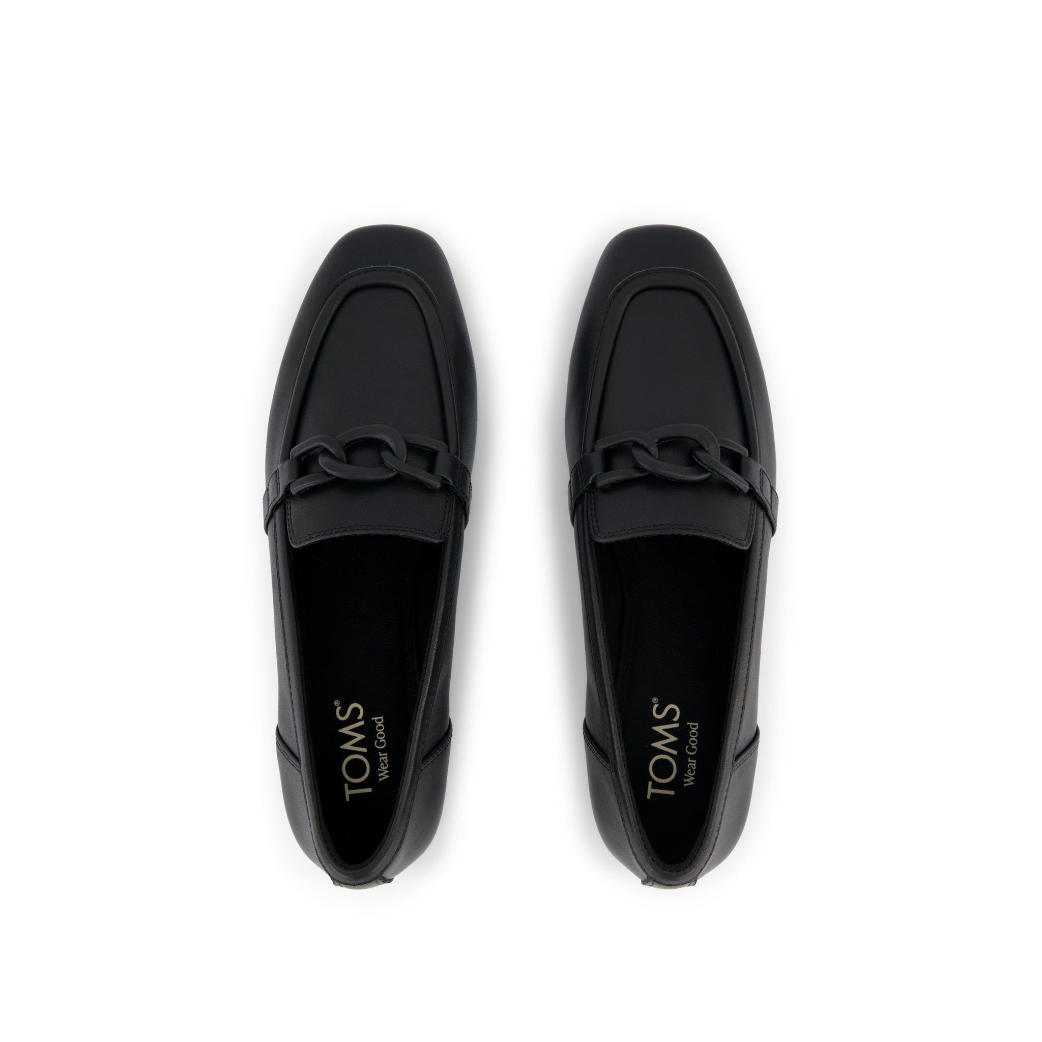 Womens Lynette Loafer All Black Leather with Chain - Image 5