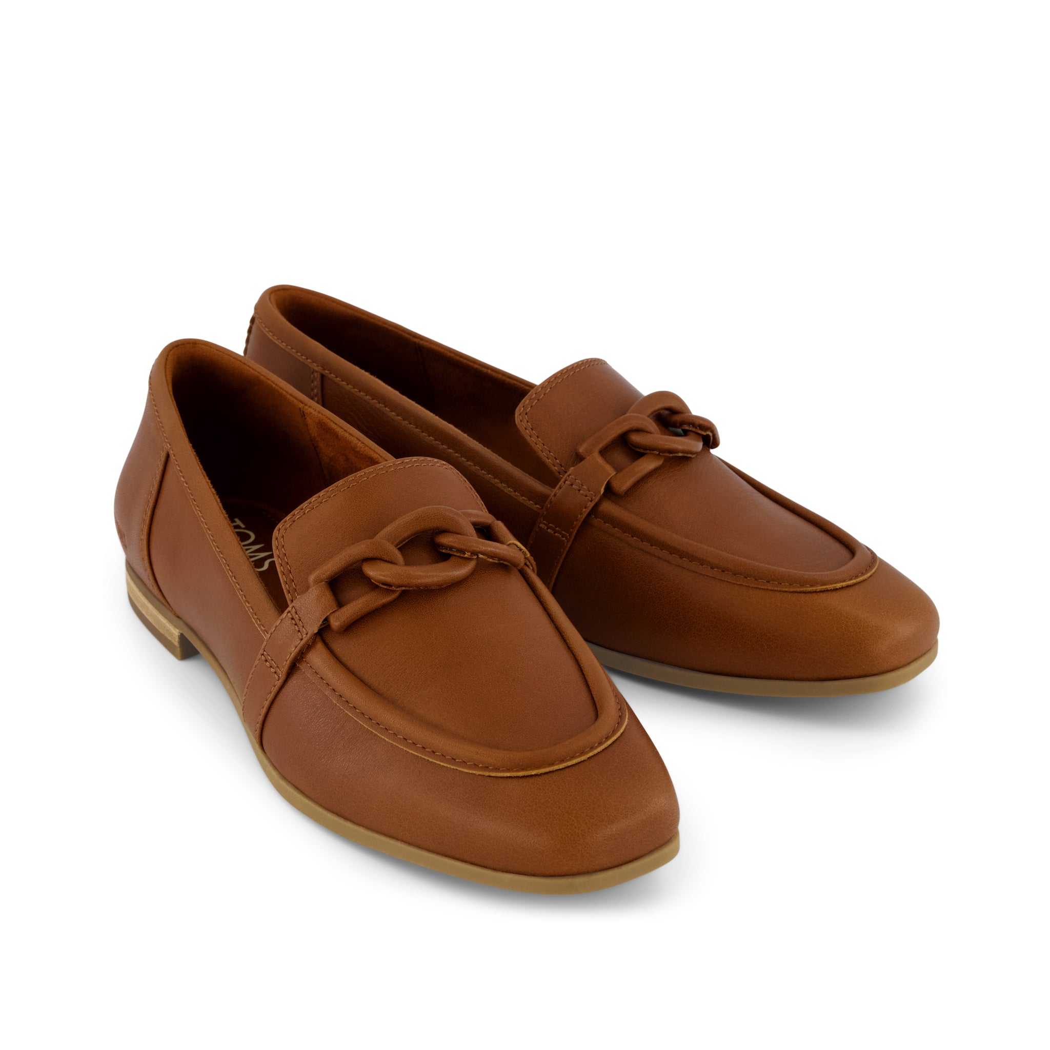 Womens Lynette Loafer Amber Brown Leather with Chain - Image 4