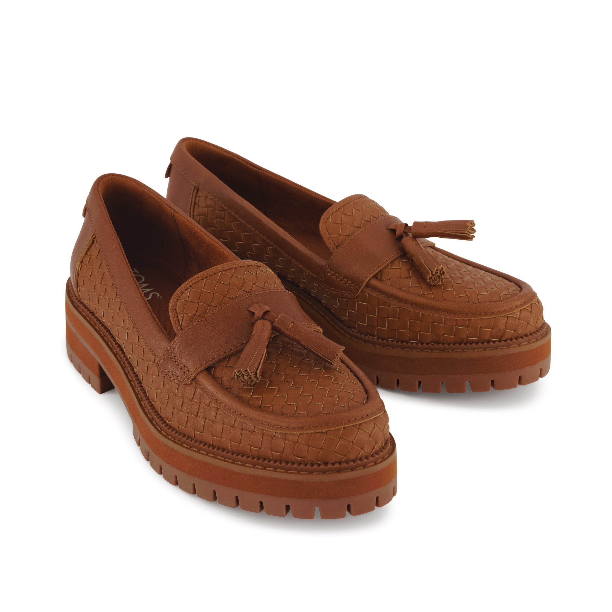 Womens Cara Loafer Amber Brown Basketweave Leather - Image 4